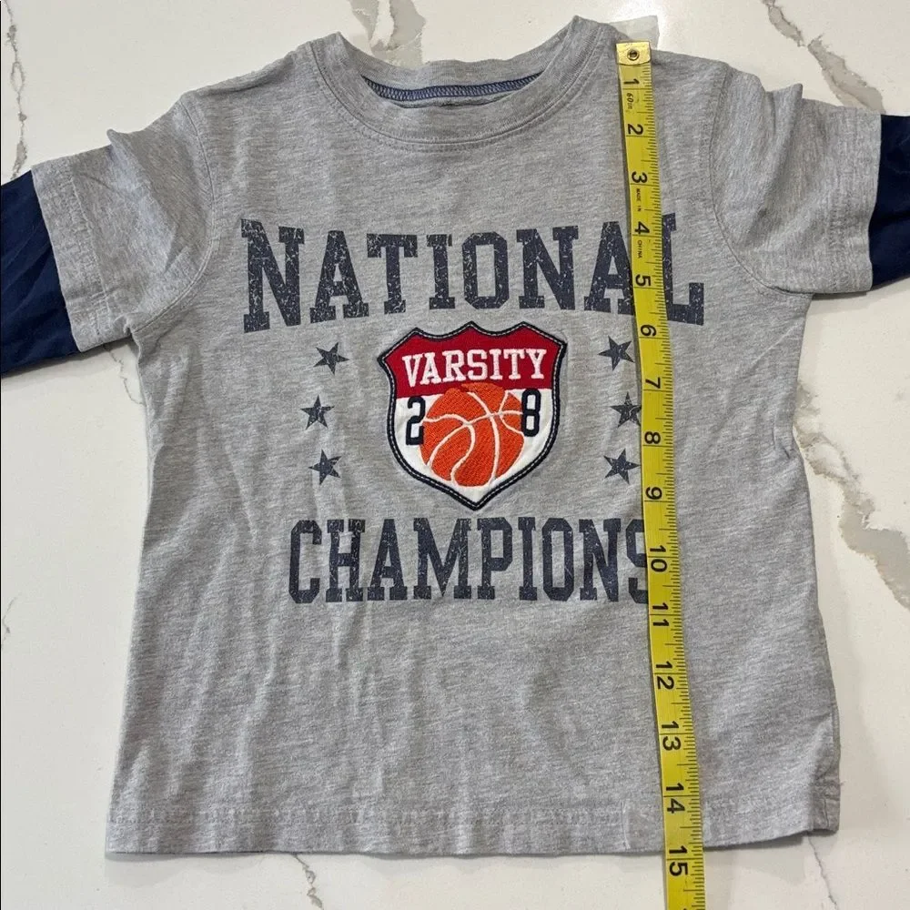 Carter’s | Baby Toddler Boys Grey Navy Long Sleeve Basketball Sports T-Shirt 2T